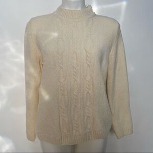 Alfred Dunner Mock Neck Cable Knit Sweater